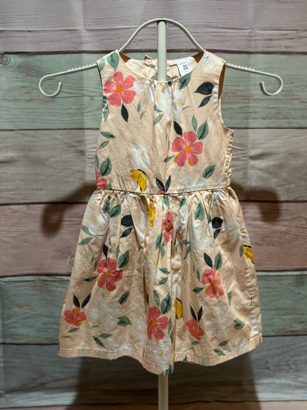 Carter's Peach Floral Sleeveless Dress